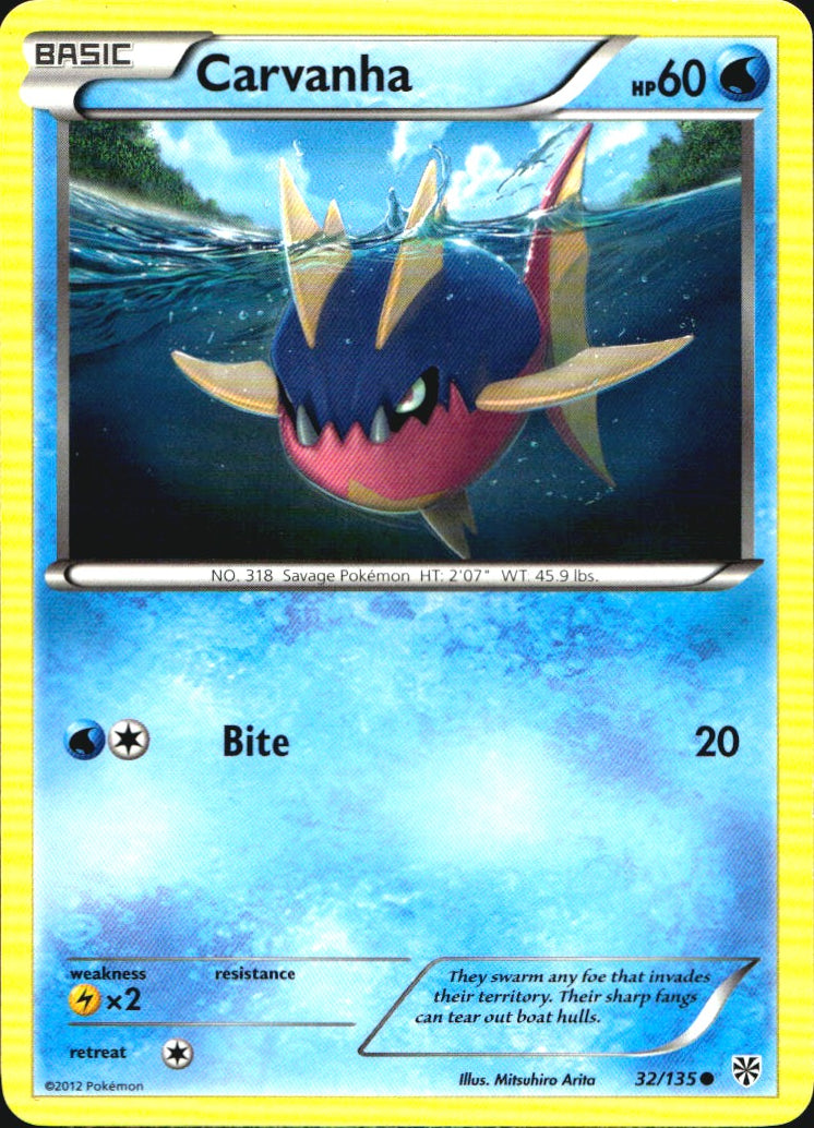 Carvanha 32/135 Common Plasma Storm Pokemon Near Mint