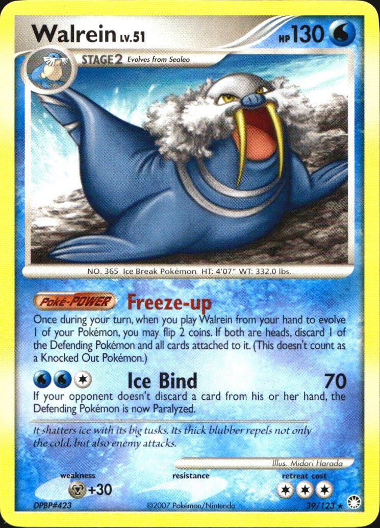 Walrein 39/123 Rare Mysterious Treasures Pokemon Near Mint