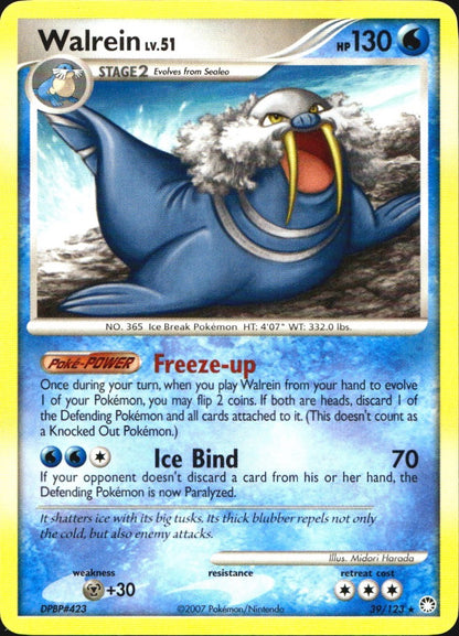 Walrein 39/123 Rare Mysterious Treasures Pokemon Near Mint