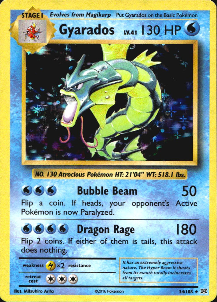 Gyarados 34/108 Holo Rare Evolutions Pokemon Near Mint