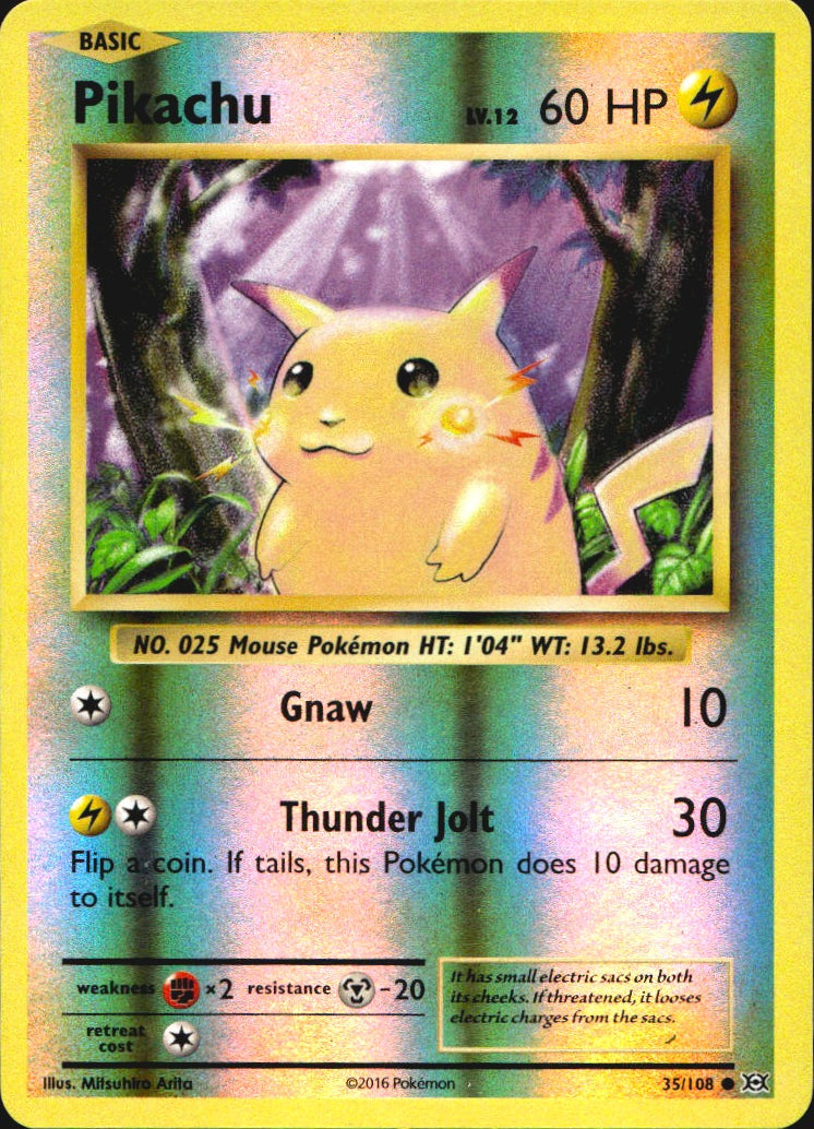 Pikachu 35/108 Common Evolutions Pokemon Reverse Holo Near Mint