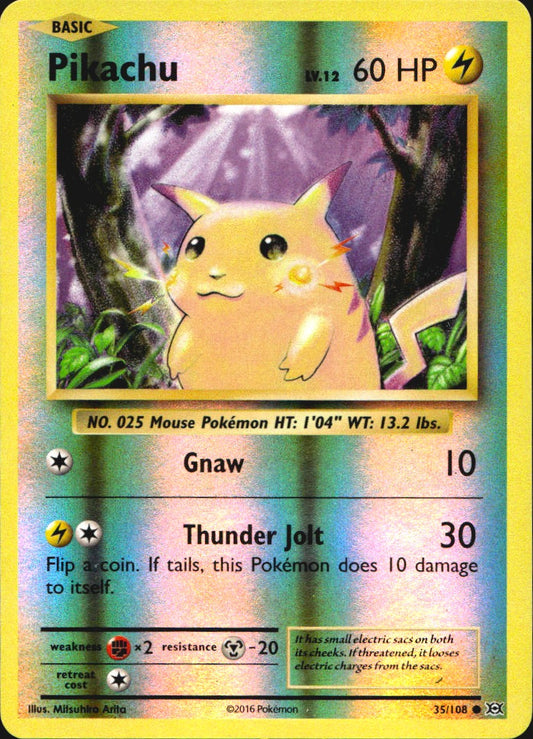 Pikachu 35/108 Common Evolutions Pokemon Reverse Holo Near Mint
