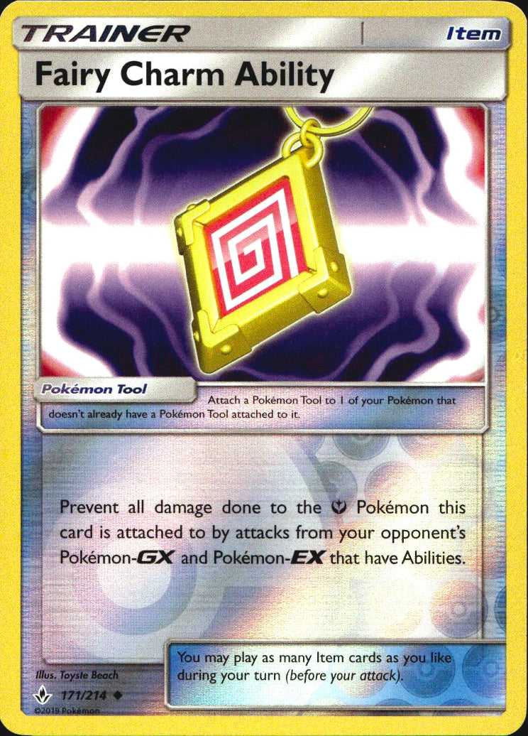 Fairy Charm Ability 171/214 Uncommon Unbroken Bonds Pokemon Reverse Holo NM