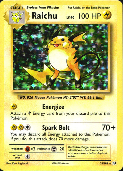 Raichu 36/108 Holo Rare Evolutions Pokemon Near Mint