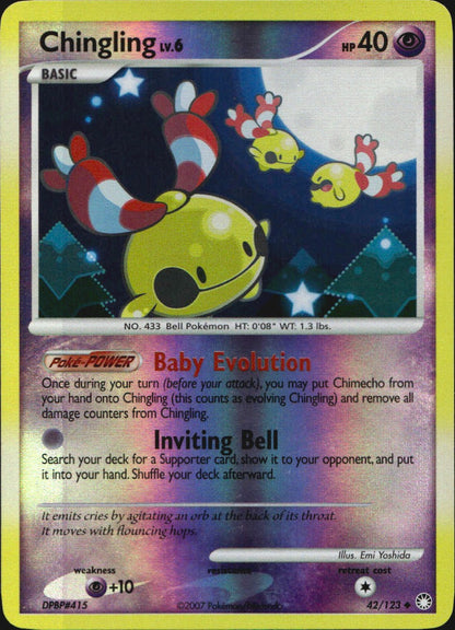 Chingling 42/123 Uncommon Mysterious Treasures Pokemon Reverse Holo Near Mint