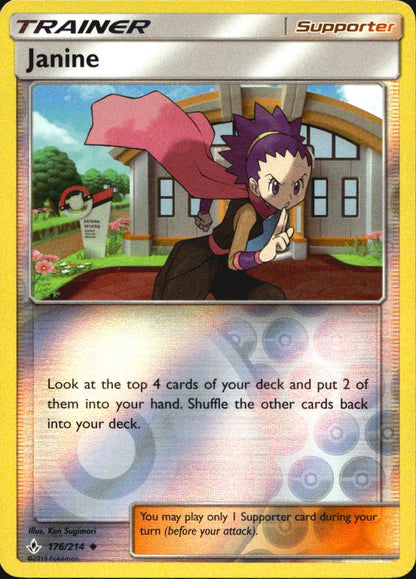 Janine 176/214 Uncommon Unbroken Bonds Pokemon Reverse Holo Near Mint