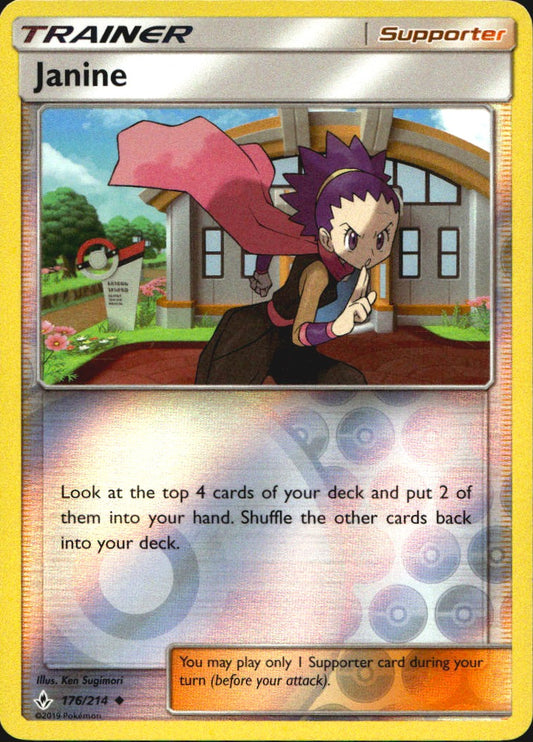 Janine 176/214 Uncommon Unbroken Bonds Pokemon Reverse Holo Near Mint