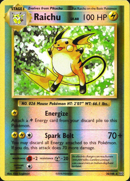 Raichu 36/108 Evolutions Pokemon Reverse Holo Near Mint