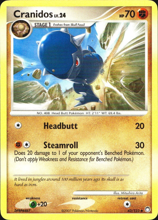 Cranidos 43/123 Uncommon Mysterious Treasures Pokemon Near Mint