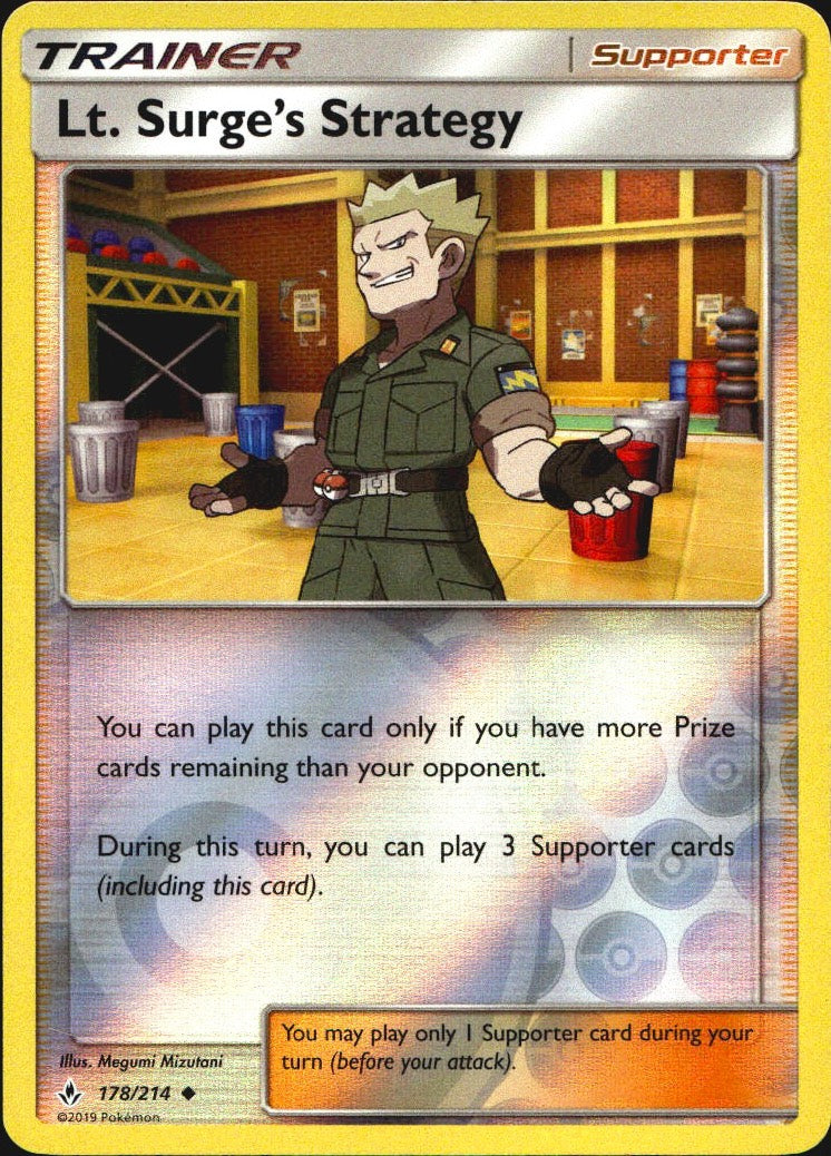 Lt. Surge's Strategy 178/214 Uncommon Unbroken Bonds Pokemon Reverse Holo NM