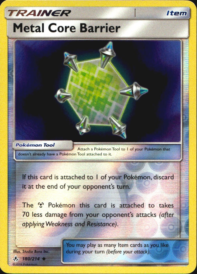 Metal Core Barrier 180/214 Uncommon Unbroken Bonds Pokemon Reverse Holo NM