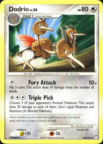 Dodrio 46/123 Uncommon Mysterious Treasures Pokemon Near Mint