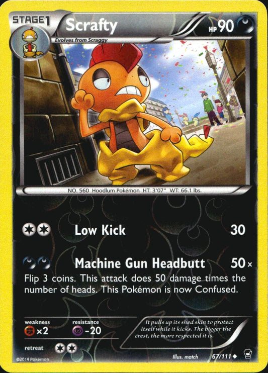 Scrafty 67/111 Uncommon Furious Fists Pokemon Reverse Holo Near Mint