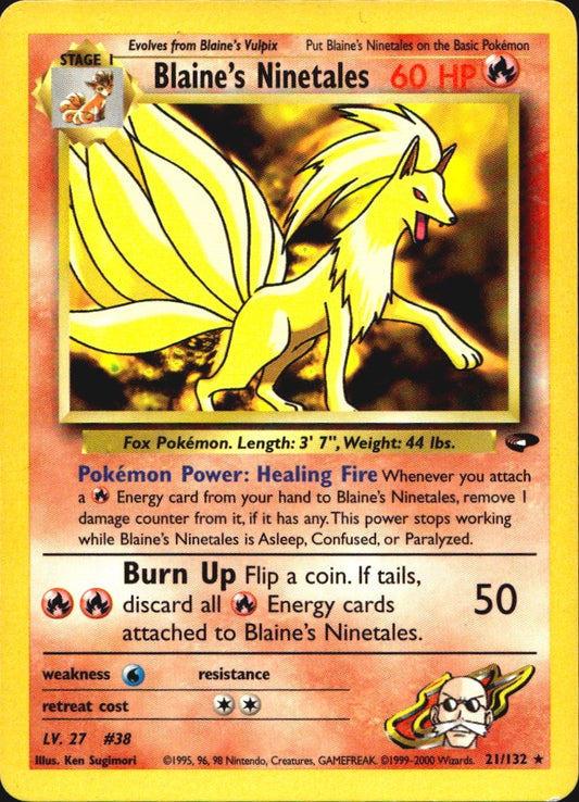 Blaine's Ninetales 21/132 Rare Gym Challenge Pokemon Lightly Played