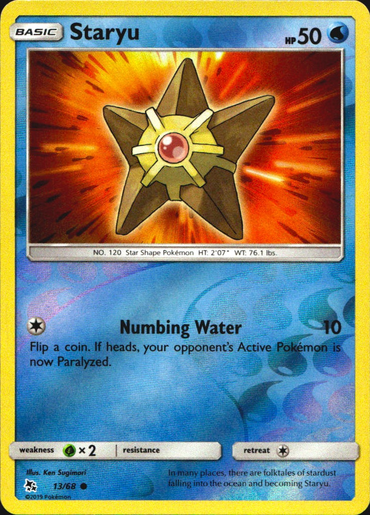 Staryu 13/68 Common Hidden Fates Pokemon Near Mint