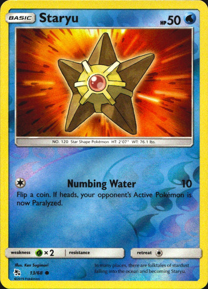 Staryu 13/68 Common Hidden Fates Pokemon Near Mint