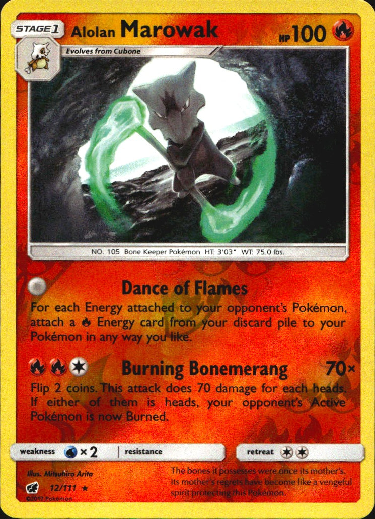 Alolan Marowak 12/111 Holo Rare Crimson Invasion Pokemon Reverse Holo Near Mint