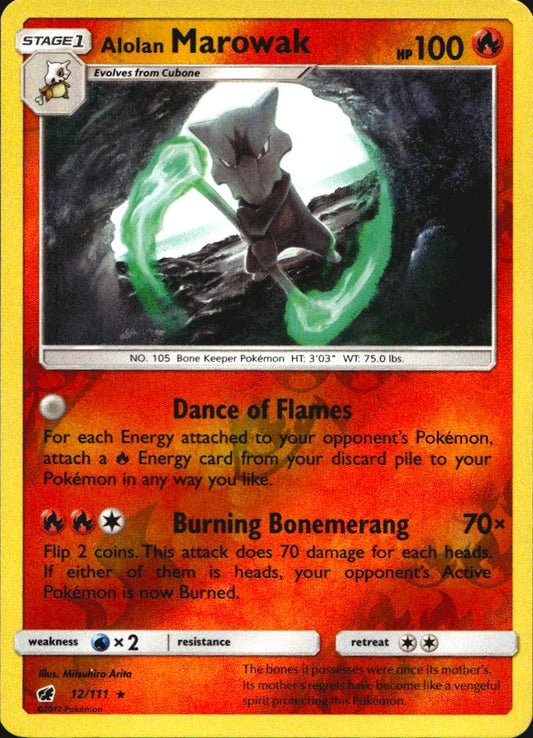 Alolan Marowak 12/111 Holo Rare Crimson Invasion Pokemon Reverse Holo Near Mint