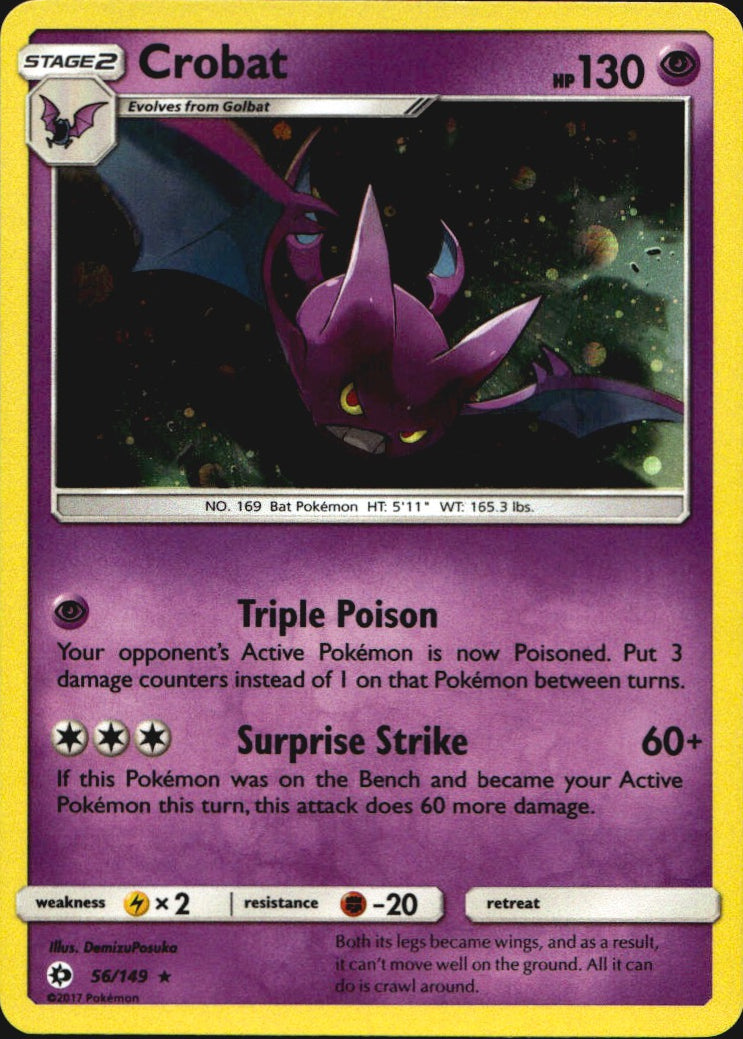 Crobat 56/149 Holo Rare Sun & Moon Pokemon Near Mint