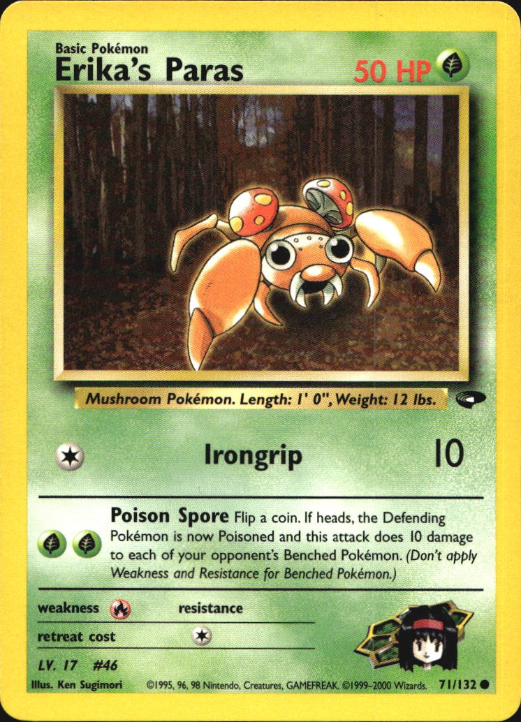 Erika's Paras 71/132 Common Gym Challenge Pokemon Near Mint