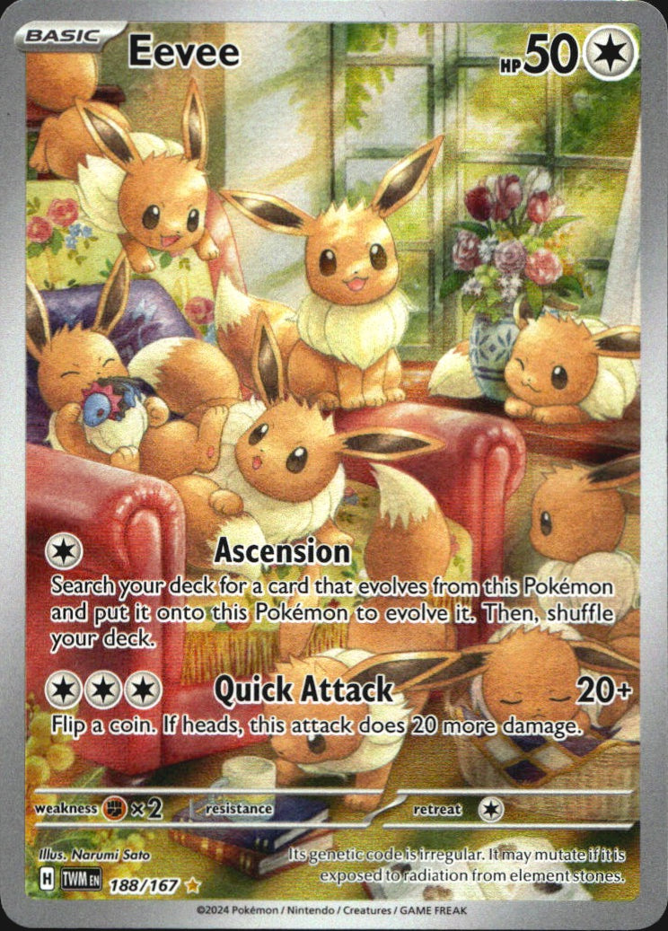 Eevee 188/167 Illustration Rare Twilight Masquerade Pokemon Near Mint
