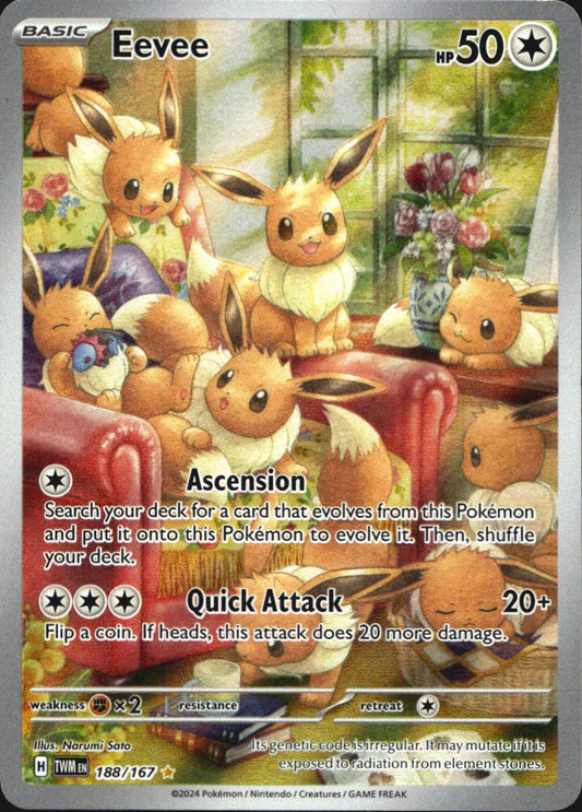 Eevee 188/167 Illustration Rare Twilight Masquerade Pokemon Near Mint