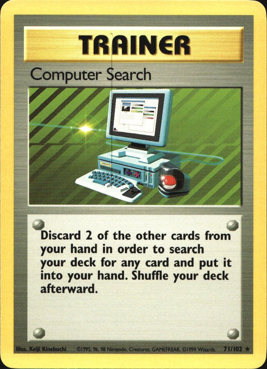 Computer Search 71/102 Rare Base Set Pokemon Near Mint