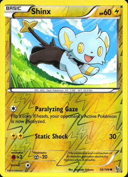 Shinx 32/106 Common Flashfire Pokemon Reverse Holo Near Mint