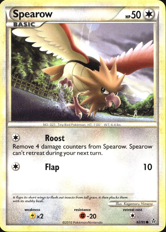 Spearow 62/95 Common HGSS Unleashed Pokemon Near Mint