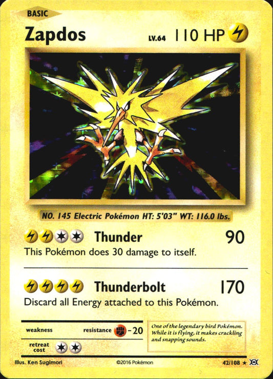 Zapdos 42/108 Holo Rare Evolutions Pokemon Near Mint