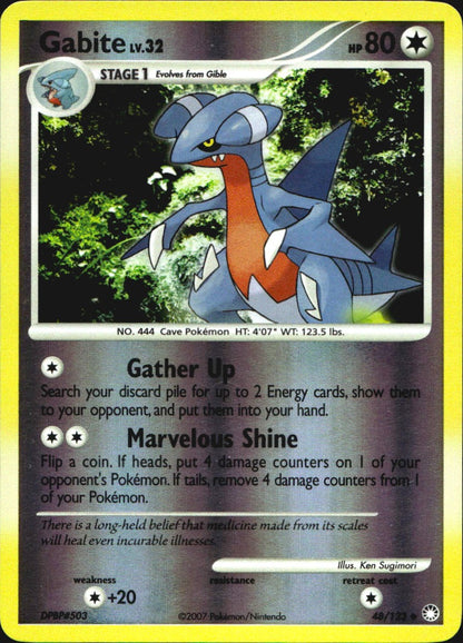 Gabite 48/123 Uncommon Mysterious Treasures Pokemon Reverse Holo Near Mint