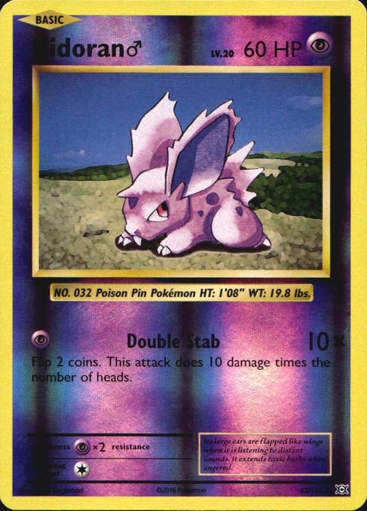 Nidoran M 43/108 Common Evolutions Pokemon Reverse Holo Near Mint