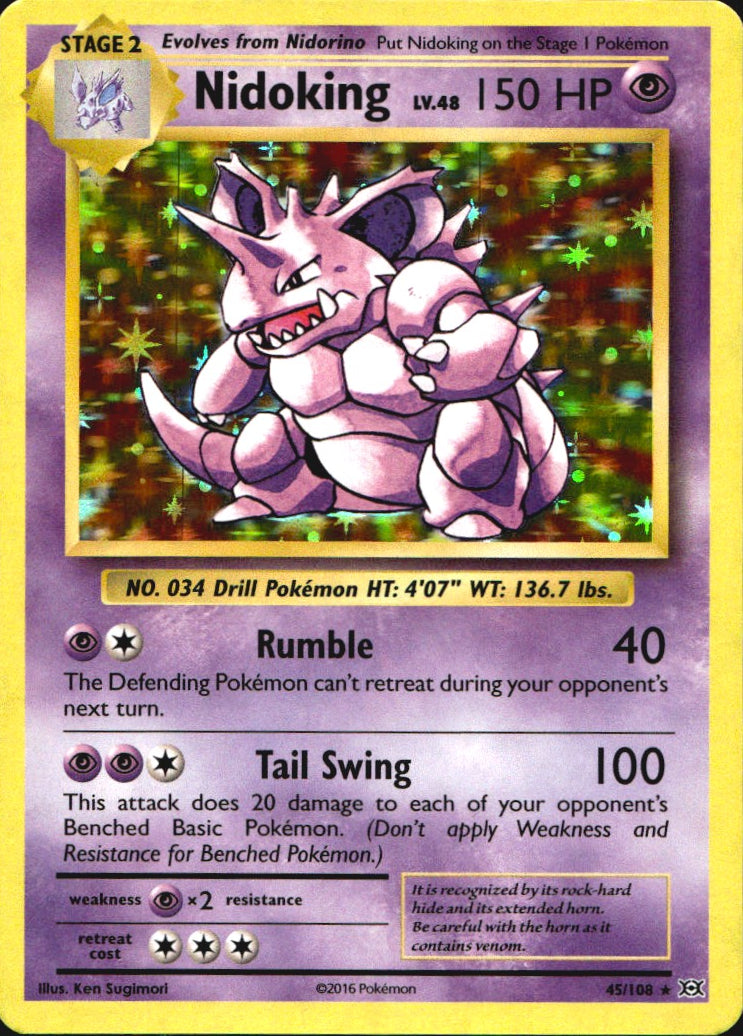 Nidoking 45/108 Holo Rare Evolutions Pokemon Near Mint