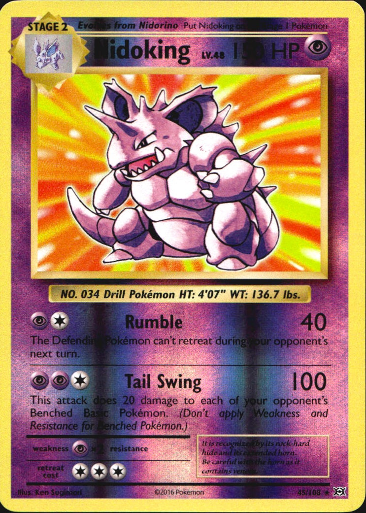 Nidoking 45/108 Evolutions Pokemon Reverse Holo Near Mint
