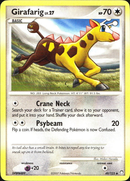 Girafarig 49/123 Uncommon Mysterious Treasures Pokemon Near Mint