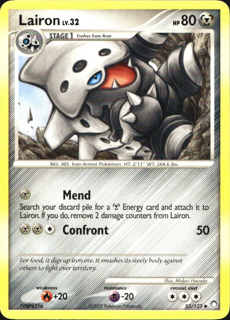 Lairon 53/123 Uncommon Mysterious Treasures Pokemon Near Mint