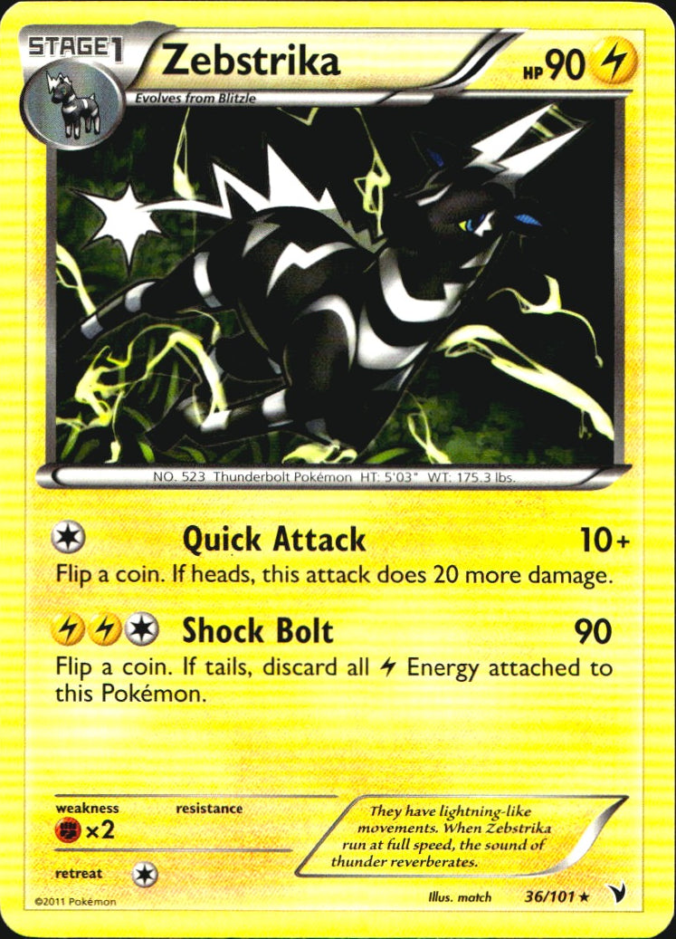 Zebstrika 36/101 Rare Noble Victories Pokemon Near Mint
