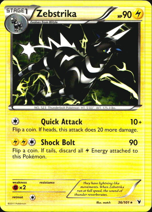 Zebstrika 36/101 Rare Noble Victories Pokemon Near Mint