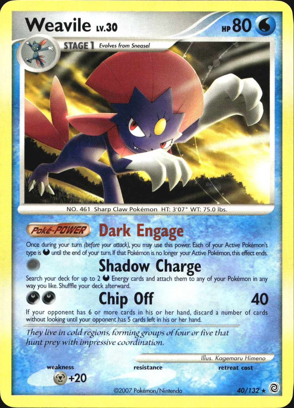 Weavile 40/132 Rare Secret Wonders Pokemon Near Mint