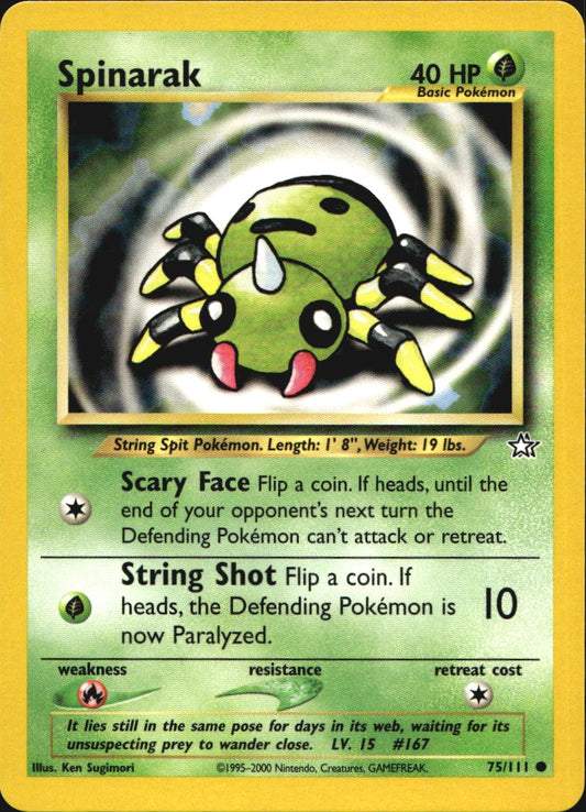 Spinarak 75/111 Common Neo Genesis Pokemon Near Mint