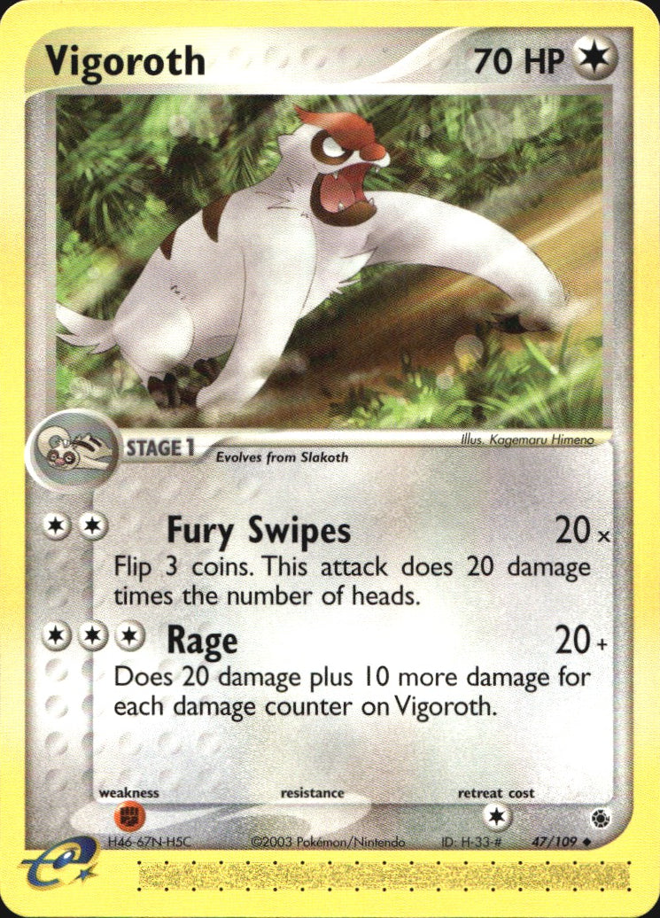 Vigoroth 47/109 Uncommon Ruby & Sapphire Pokemon Near Mint