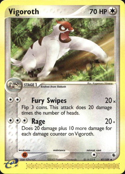 Vigoroth 47/109 Uncommon Ruby & Sapphire Pokemon Near Mint