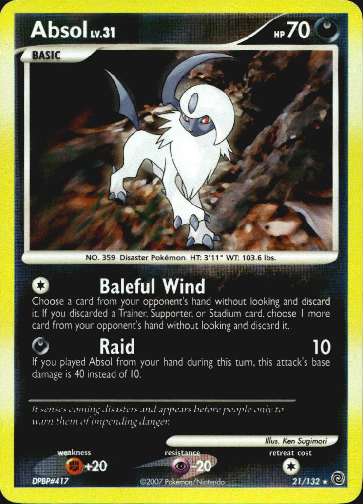 Absol 21/132 Rare Secret Wonders Pokemon Reverse Holo Near Mint