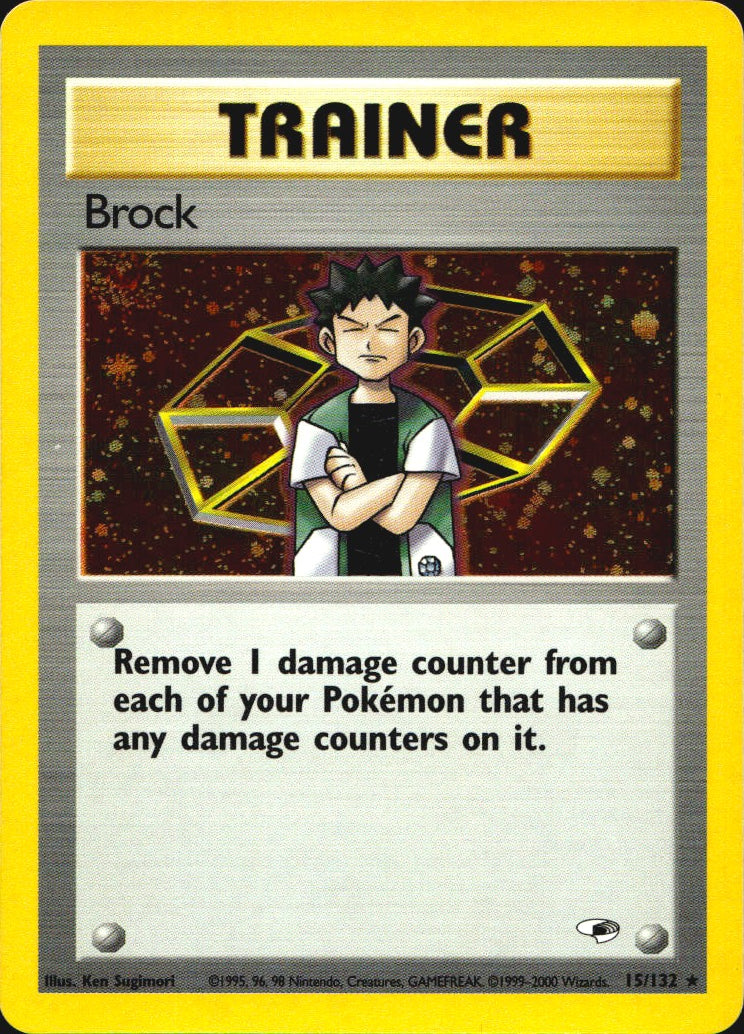 Brock 15/132 Holo Rare Gym Heroes Pokemon Near Mint