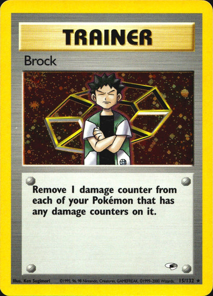 Brock 15/132 Holo Rare Gym Heroes Pokemon Near Mint