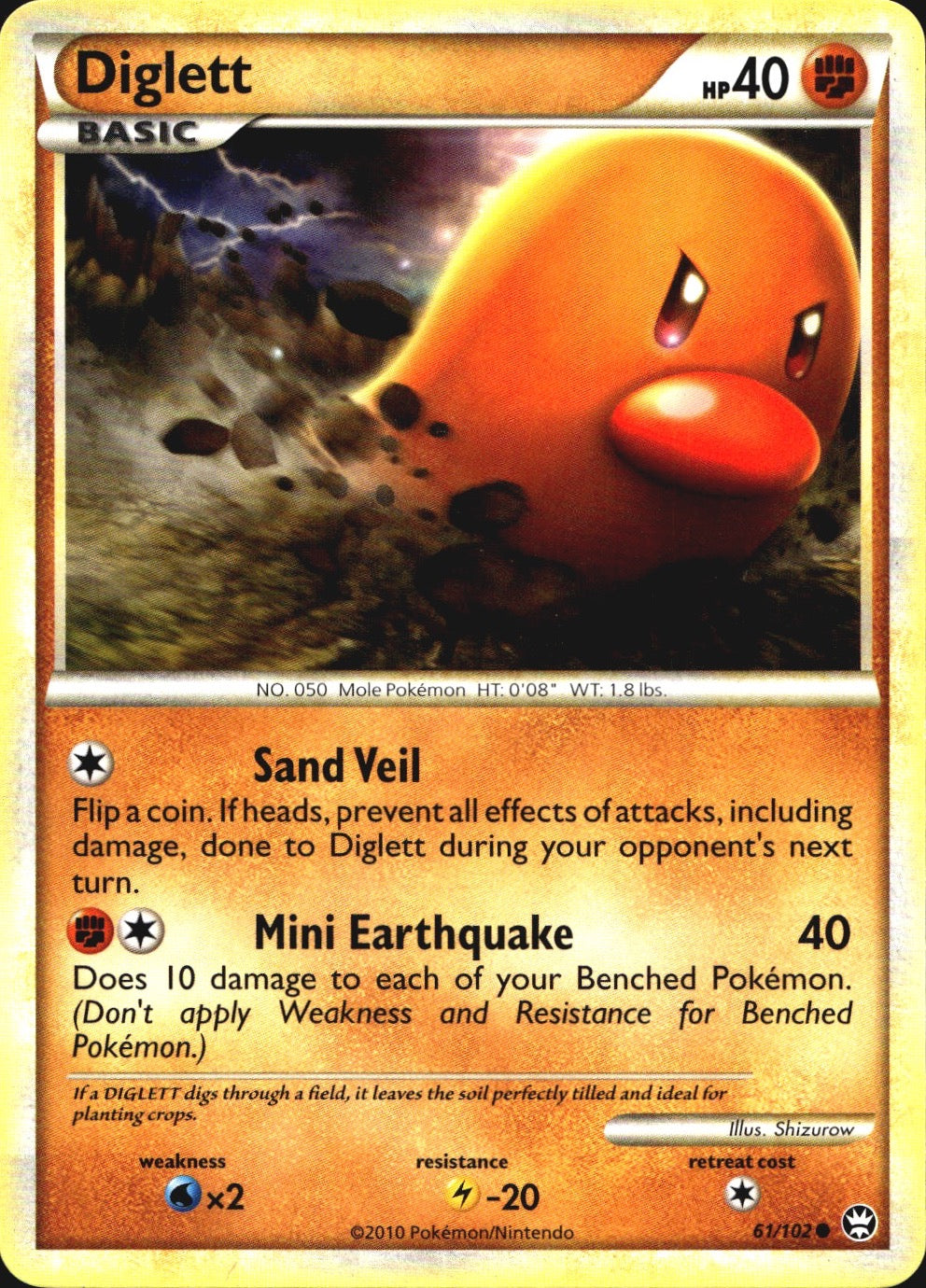 Diglett 61/102 Common HGSS Triumphant Pokemon Near Mint