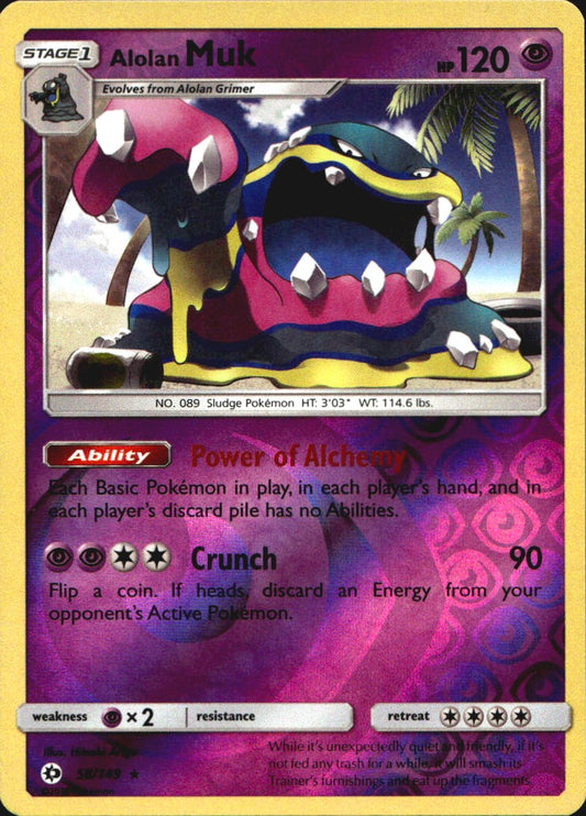 Alolan Muk 58/149 Holo Rare Sun & Moon Pokemon Reverse Holo Near Mint