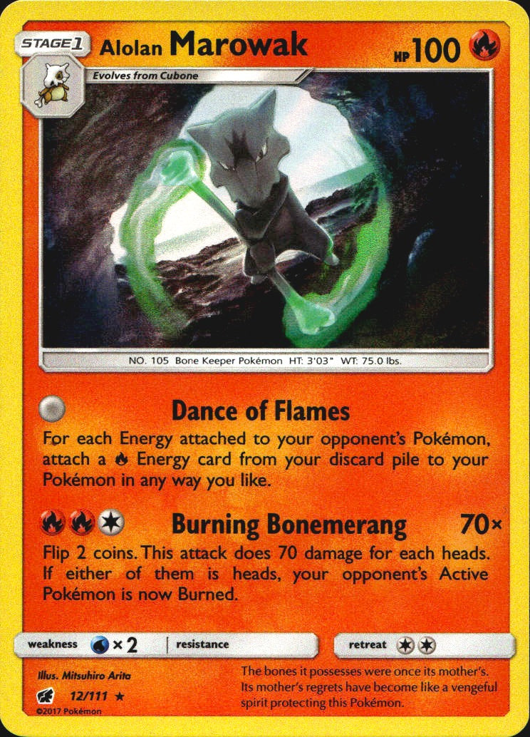 Alolan Marowak 12/111 Holo Rare Crimson Invasion Pokemon Near Mint