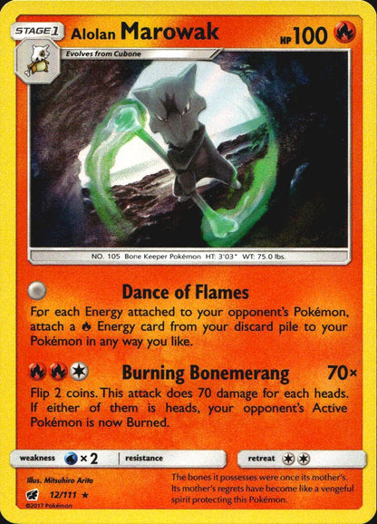 Alolan Marowak 12/111 Holo Rare Crimson Invasion Pokemon Near Mint