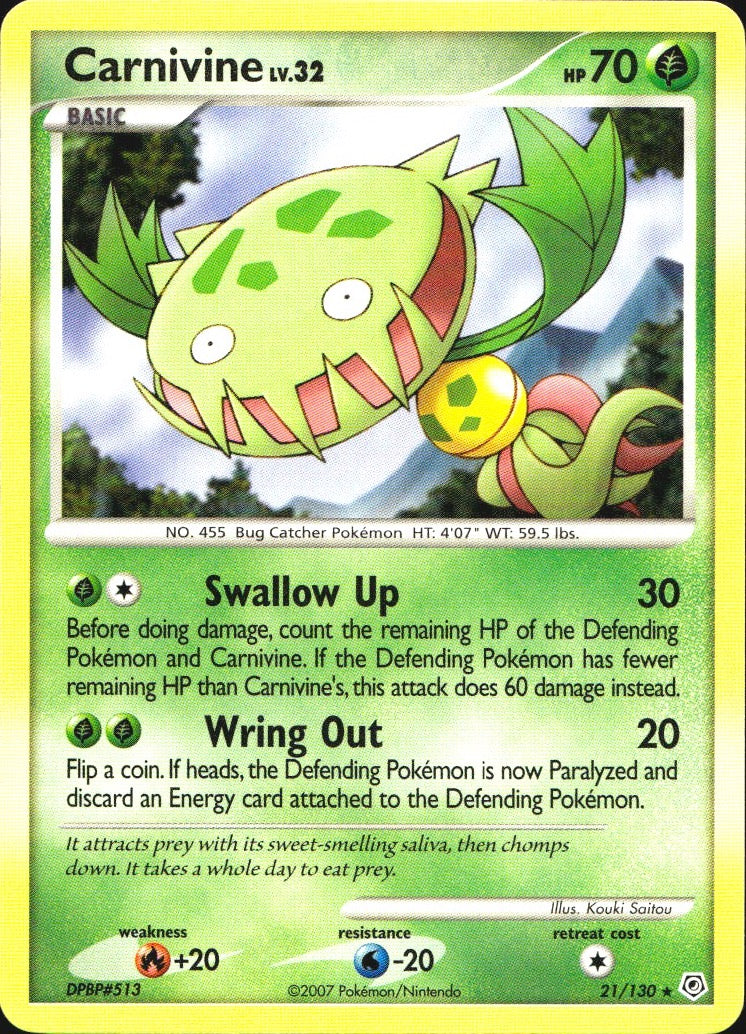 Carnivine 21/130 Rare Diamond & Pearl Pokemon Near Mint